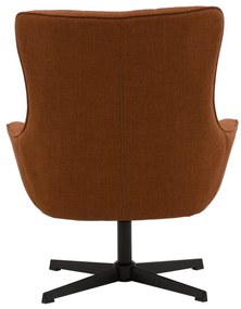 Poltrona girevole CARTAGENA in tessuto terracotta e base in metallo nero