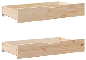 Cassettoni Letto Con Ruote 2 Pz 90x55x16 Cm Legno Massello Pino /