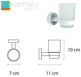 Kamalu - portaspazzolini a muro colore bianca linea kaman lefo-90