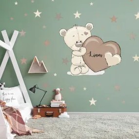 Orsetto beige con cuore - adesivo da parete | Inspio