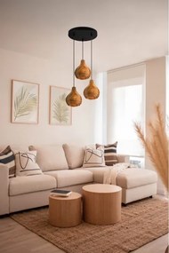 Reality - Lampadario a sospensione SPROUT 3xE14/40W/230V marrone/rattan