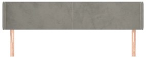 Testiera ad orecchio grigio chiaro 163x16x78/88 cm in velluto