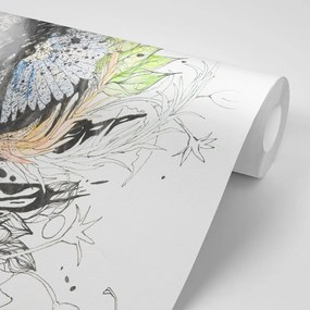 Carta da parati – Donna con fiori dipinti