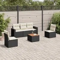 Set Divano da Giardino 6 pz con Cuscini Nero in Polyrattan 3256392