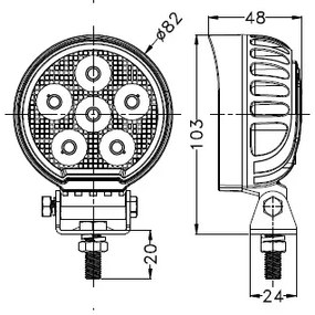 LED Faretto per macchina BLACK LED/24W/10-30V IP69 5700K arrotondato
