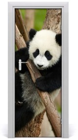 Adesivo per porta interna Panda su un albero 75x205 cm