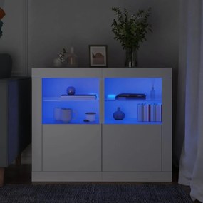 Armadietti Con Luci Led 2pz Bianchi İn Legno Multistrato /