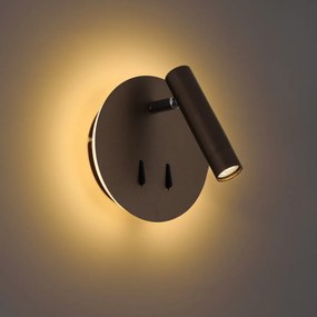 Lampada da parete moderna bronzo scuro con LED e USB-C - Croft