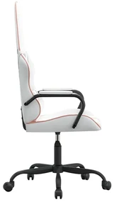 Sedia da gaming massaggiante rosa e bianca in similpelle