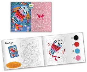 Gioco d'arte con la sabbia e i brillantini - pesce felice