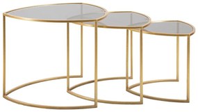 Tavolini rotondi in set di 3 con piano in vetro in oro ø 60 cm Triangle - Mauro Ferretti