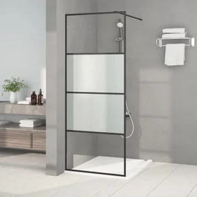 Parete Doccia Walk İn Nera 80x195 Cm Vetro Semi Smerigliato Esg /