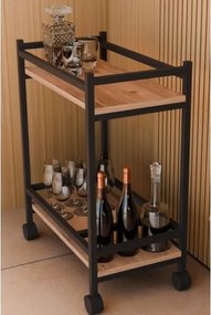 Carrello Portavivande Stile Industrial 60x34x76 Will Rovere