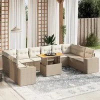 Set Divani da Giardino 11 pz con Cuscini Beige in Polyrattan 3272808