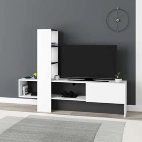 Mobile porta TV 180 cm bianco e antracite con libreria Troya