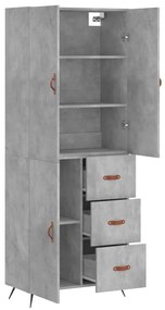 Credenza Grigio Cemento 69,5x34x180 cm in Legno Multistrato