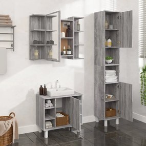 Set Mobili Da Bagno 3 Pz Grigio Sonoma İn Legno Multistrato /