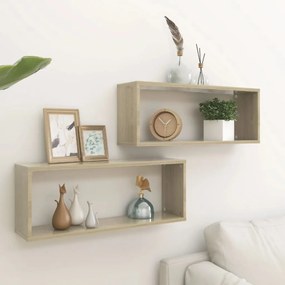 Mensole Parete A Cubo 2pz Rovere Sonoma 60x15x23 Cm Multistrato /