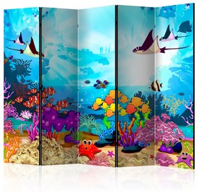 Paravento design Pesci colorati II - colorato oceano sottomarino con pesci e piante