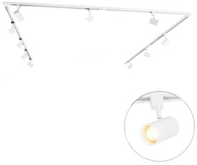 Sistema a binario moderno monofase con 10 faretti bianchi - Jeana