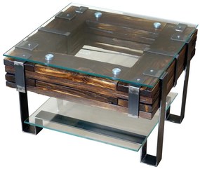 CHYRKA® Tavolino LL tavolo da salotto LEMBERG Loft Vintage Bar Industrial Design Legno fatto a mano in metallo vetro