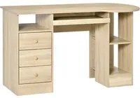 EASYCOMFORT Scrivania da PC per Ufficio con Scaffali, Cassetti e Ripiano Testiera in Legno, 125x60x74cm