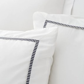 Set copripiumino e federa bianco in percalle di cotone per letto matrimoniale 3 pezzi 200x200 cm Contrast Trim – Bianca
