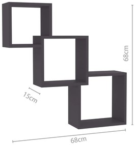 Mensole a Muro Cubiche Grigie 68x15x68cm in Truciolato
