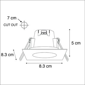 Set di 3 faretti da incasso quadrati in acciaio con LED IP65 - Simply