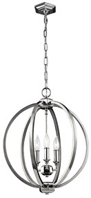 Lampadario Classico Corinne Acciaio Nichel Lucido 3 Luci E14 D43,2Cm