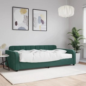 Divano Letto Con Materasso Verde Scuro 100x200 Cm İn Velluto /