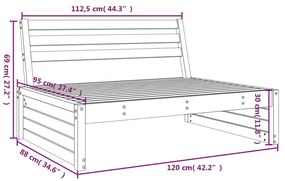 Divano Centrale Giardino 120x80cm Legno Massello Douglas