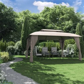 Gazebo Tokyo in acciaio struttura grigio, copertura grigio L 400 x P 300 x H 270 cm