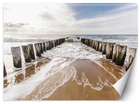 Carta Da Parati, 3D Spiaggia Vista Mare Frangiflutti