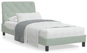 Giroletto Senza Materasso Grigio Chiaro 80x200 Cm Velluto /