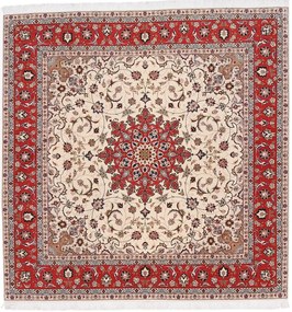 Tabriz Tappeto 210x210 Rosso (Iran) Annodato A Mano