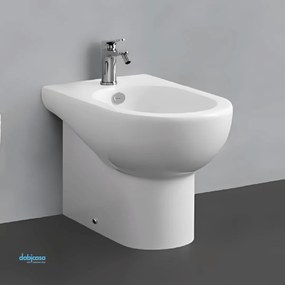 Azzurra Ceramica "Nuvola" Bidet Da Terra Filo Muro Bianco Lucido