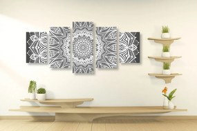 Quadri 5 pezzi – Mandala armonia in bianco e nero