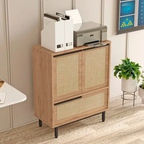 Scarpiera Da Ingresso Mobile Multifunzione 75x36x90 Con Piedini Neri Ocean Rafia