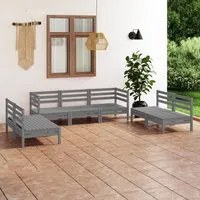 Set Divani da Giardino 7 pz Grigio in Legno Massello di Pino 3082564