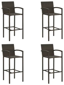 Sgabelli da bar 4 pz marroni in polyrattan