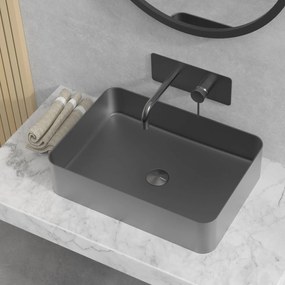 Lavabo D'Appoggio 50x35 Cm Con Piletta Di Scarico Karag "Venus" Gun Metal