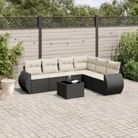 Set Divani da Giardino con Cuscini 7pz Nero Polyrattan 3221415