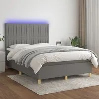 Letto a Molle Materasso e LED Grigio Scuro 140x190cm in Tessutocod mxl 122970