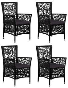 Set da Pranzo da Giardino 5 pz in Polyrattan Nero