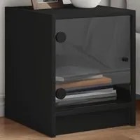 Comodini con Ante in Vetro 2pz Nero 35x37x42 cm 836346