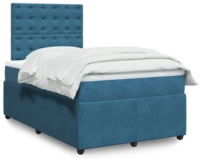 Giroletto A Molle Con Materasso Blu Scuro 120x200 Cm İn Velluto /
