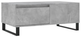 Tavolino Salotto Grigio Cemento 90x50x36,5 cm Legno Multistrato