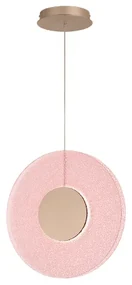 Lampada a sospensione CANDY in metallo Oro e vetro graniglia Rosa