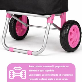 Carrello per la Spesa Poseidon Trolley con Rivestimento Termico 36x30x90 cm e Ruote Rosa...